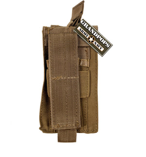 Coyote Brown MOLLE M4/M16 Kangaroo Single Mag Pouch W/ Pistol Mag Holder