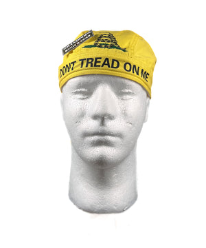 Yellow Don't Tread On Me  100% Cotton Durag Head Wrap W/ Terrycloth Sweatband