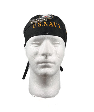 Black U.S. Navy Insignia 100% Cotton Durag Head Wrap