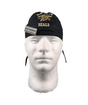 Black U.S. Navy Seals Insignia 100% Cotton Durag Head Wrap