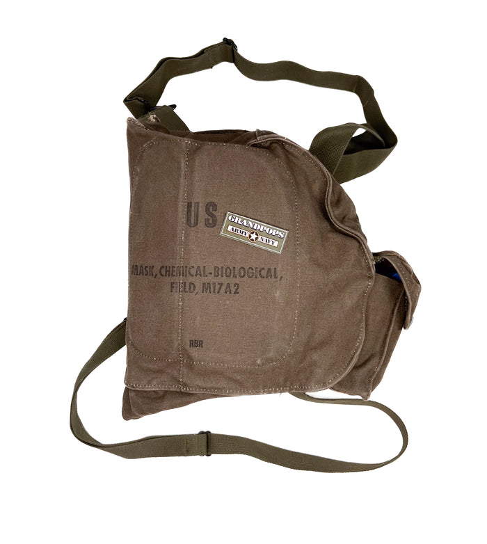 U.S. Military OD Green Canvas M17 Gas Mask Bag USED