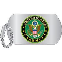 Army Symbol MINI Dog Tag With 4" Single Chain
