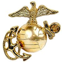 USMC EGA Left (1 5/8") Gold Cap Pin