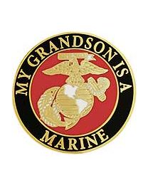 USMC Logo (My Grandson Is A Marine) Gold/Black Pin