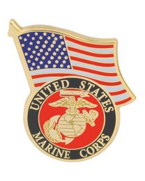 USMC Logo USA Flag Pin