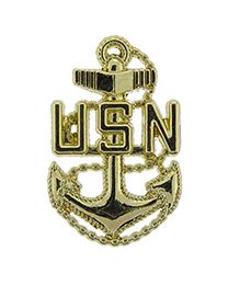 USN Basic Chief Petty Officer Gold/Gold  Rank Pin