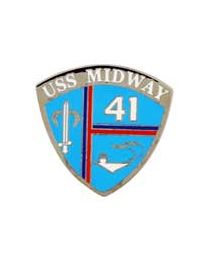 USS Midway 41 Silver/White Aircraft Carrier Pin