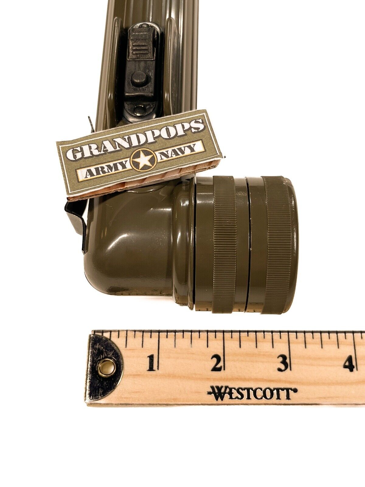 US Military Fulton MX-991/U Angle Vintage Green Flashlight Made in USA Tested US Military Fulton MX-991/U Angle Vintage Green Flashlight Made in USA Tested