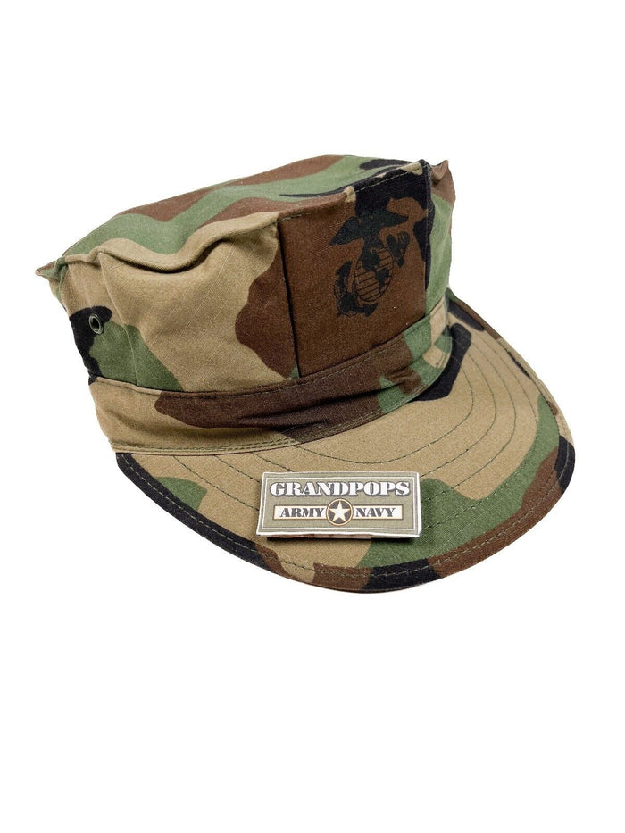 USMC M81 Woodland Cap 8 Point 2 Ply Top Stitch With EGA Size XSmall