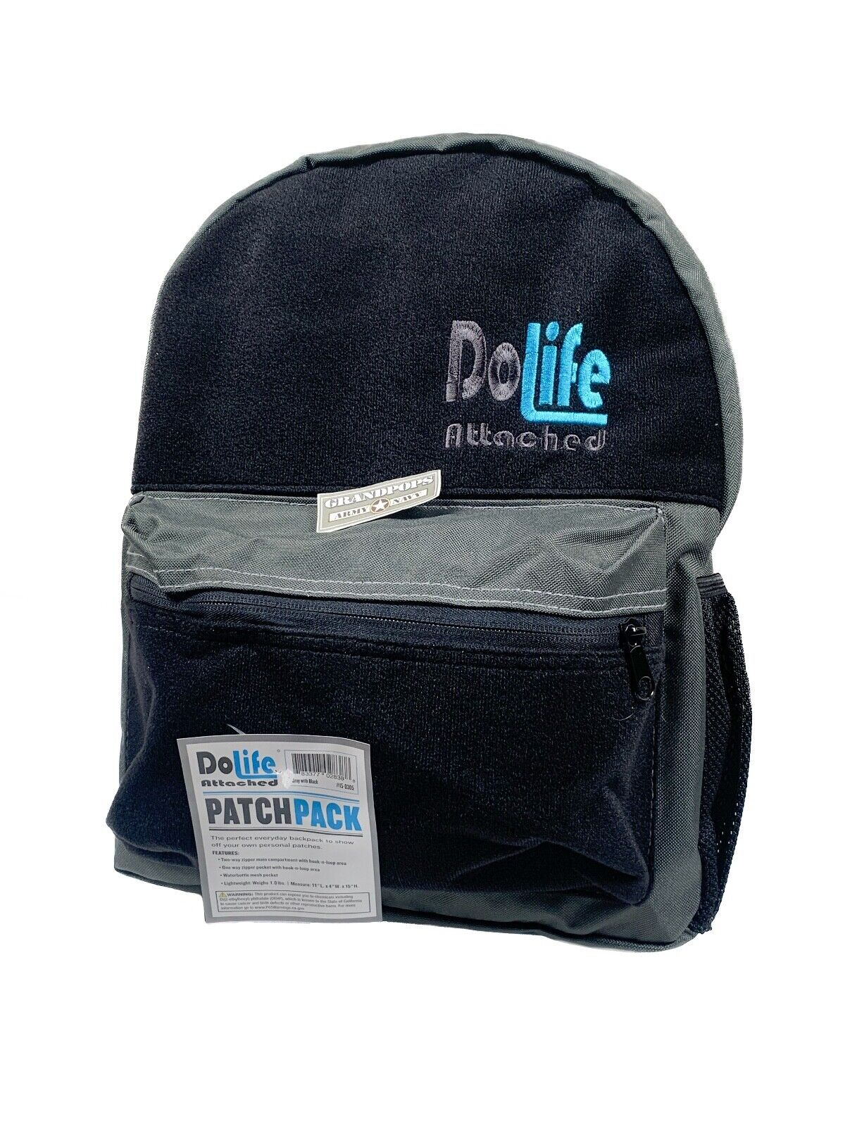 Dolife Attached Hook & Loop Patch 2 Pocket Backpack – GRANDPOPSARMYNAVY