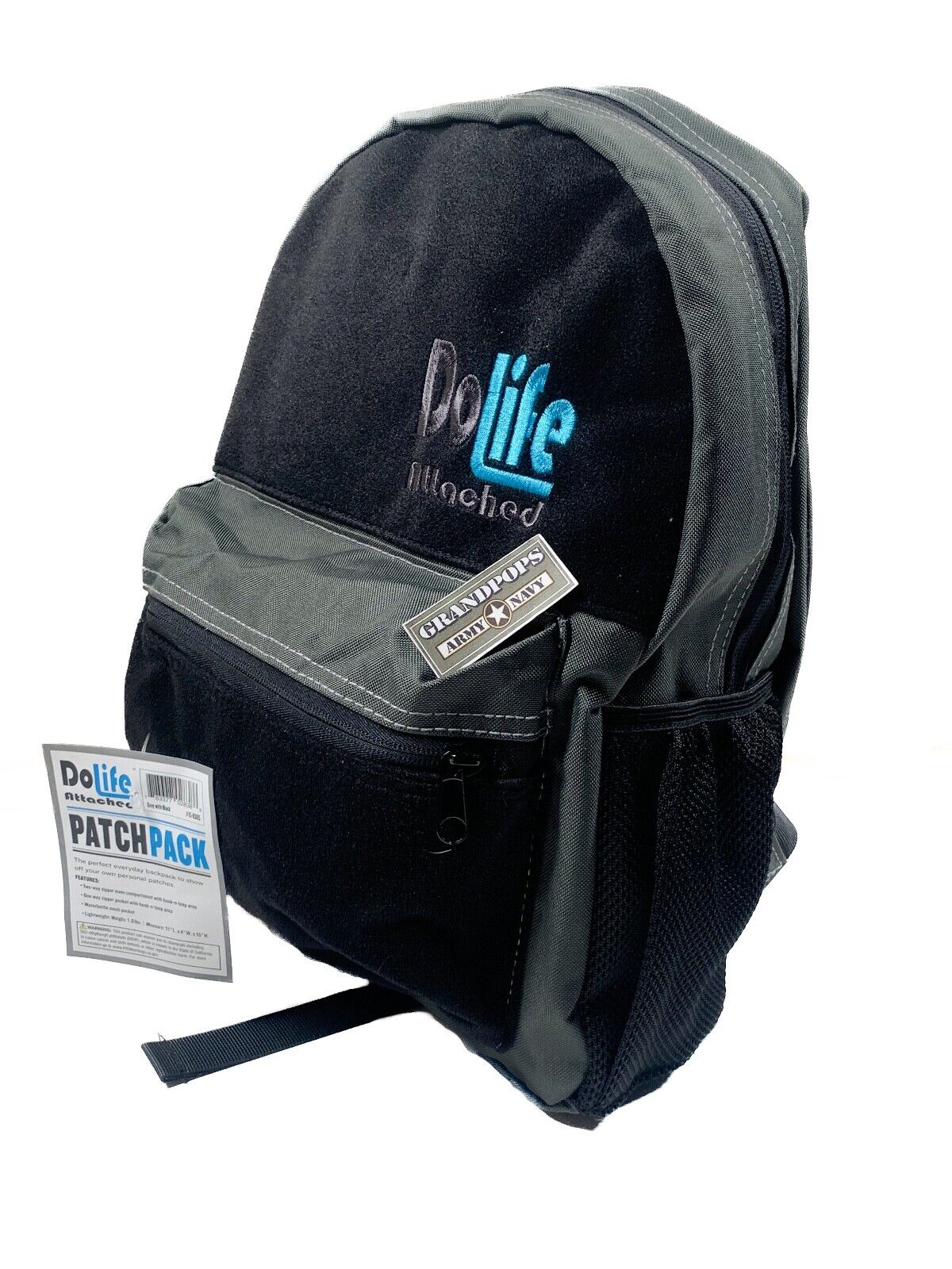 DoLife Attached Hook & Loop Patch 2 Pocket Backpack