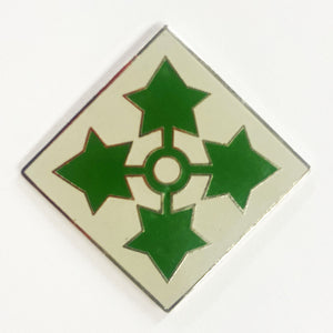 4th Infantry Division (1") Green/White Insignia Pin