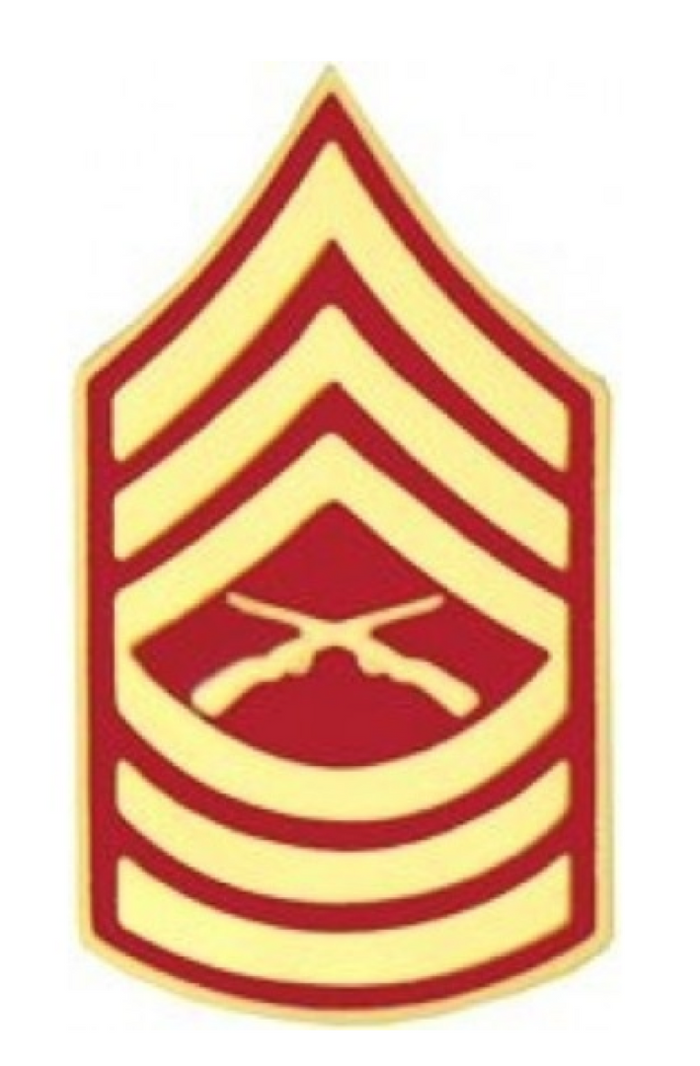 USMC E-8 Master Sergeant (11/16"W x 1 3/4"L) Red/Gold Rank Pin