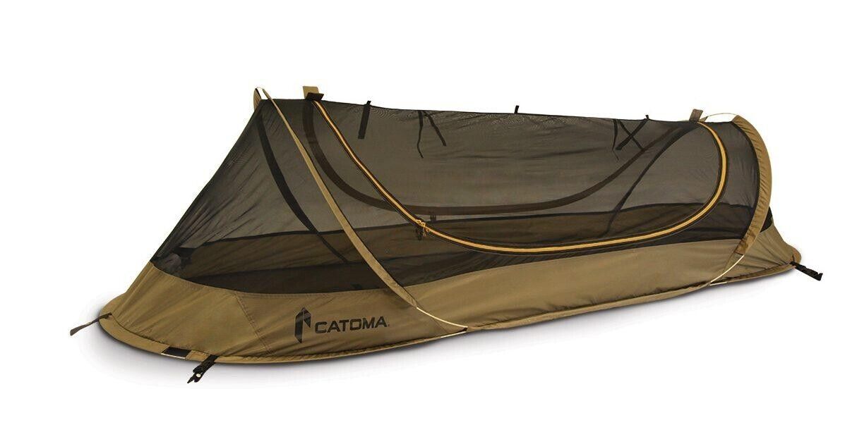 USMC Coyote Brown Catoma Pop Up 1 Man Bugnet Tent Sleep System USED