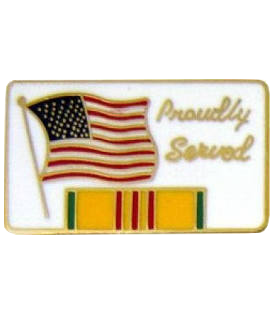 Vietnam USA Flag/Ribbon Proudly Served Pin