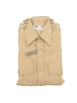 U.S. Military Vietnam Era Flying Cross Khaki Poly/Avril Long Sleeve Dress Shirt