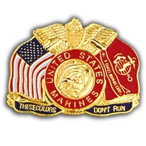 USMC (These Colors Don't Run) Gold/Red Devil Dog Pin