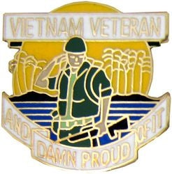 Vietnam Veteran And Damn Proud Of It Pin