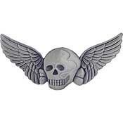 Death Skull Bones Pewter Wing Pin