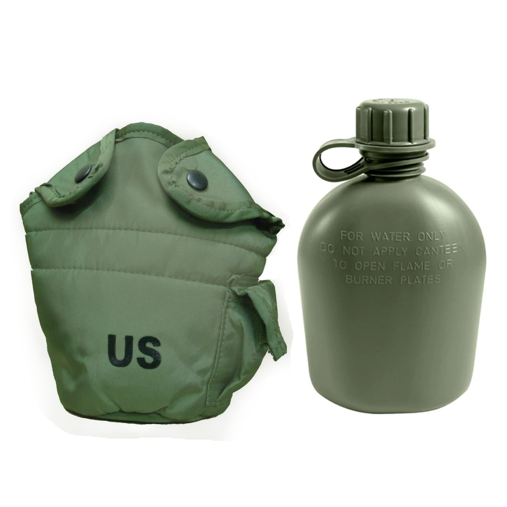 1 Quart Plastic Canteen Military Canteen Portable Military Water Bottle  with Bottle Pouch Cotton Cov…See more 1 Quart Plastic Canteen Military  Canteen