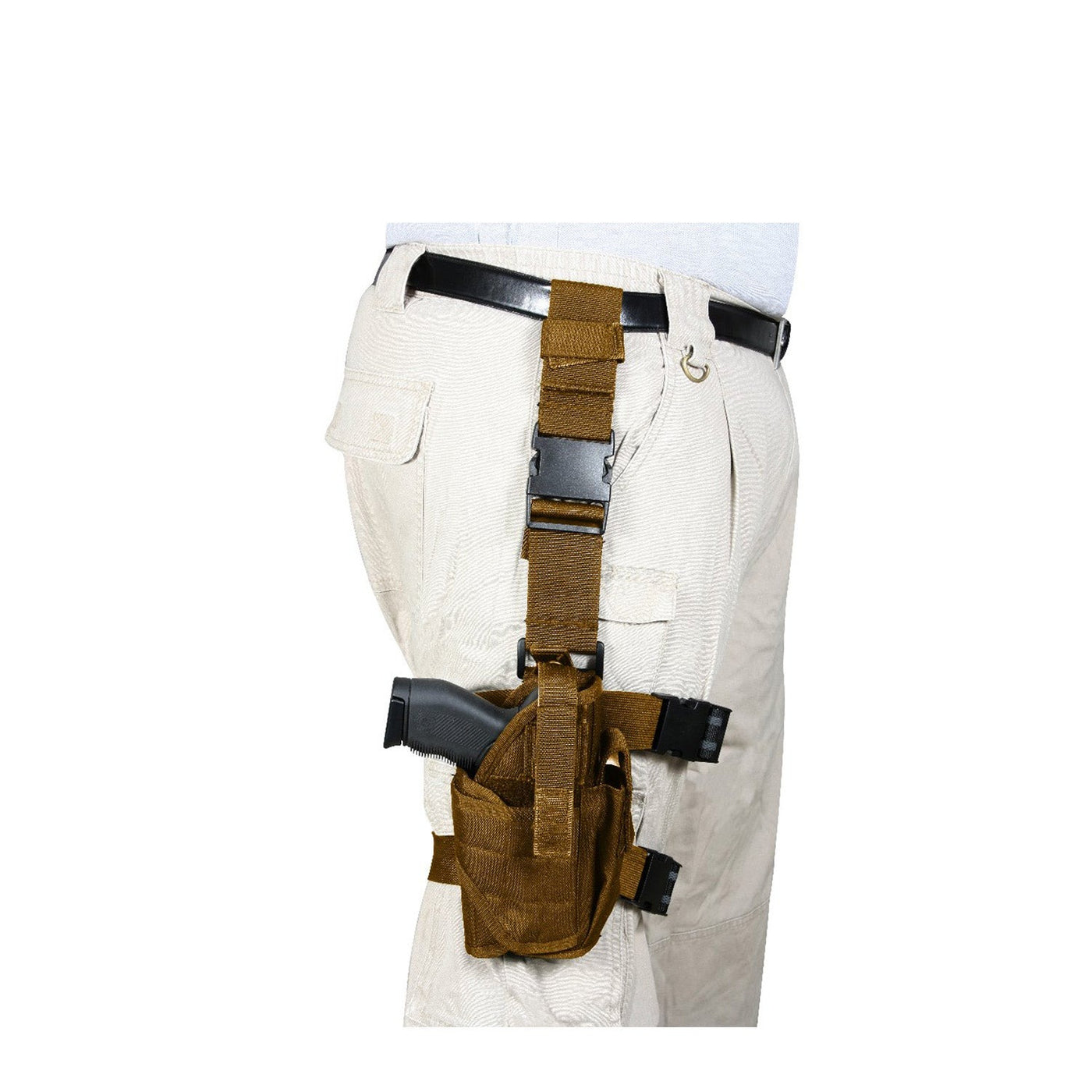 Monkey Depot - Holster: Hot Toys Mens Brown Leather-Like Drop Leg Holster  (Weathered)