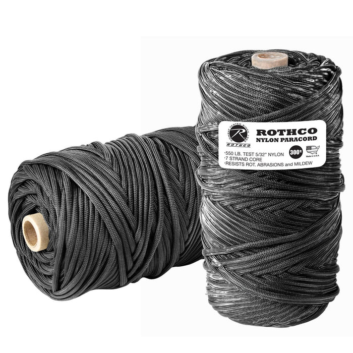 Black Nylon Paracord 550lb 300 Ft Tube