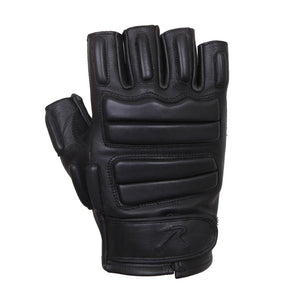 Black Fingerless Padded Tactical Gloves