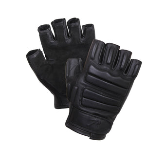 Black Fingerless Padded Tactical Gloves