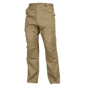 Khaki Relaxed Fit Zipper Fly Twill Tactical BDU Pants