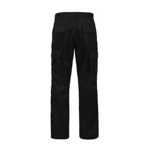 Black Relaxed Fit Zipper Fly Twill Tactical BDU Pants