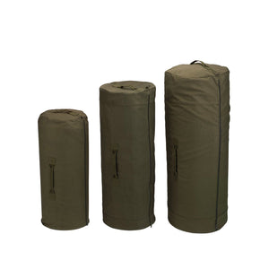 Olive Drab Heavyweight Cotton Canvas Duffle Bag With Side Zipper