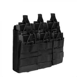 Black M4/AR15 MOLLE Open Top Six Rifle Mag Pouch