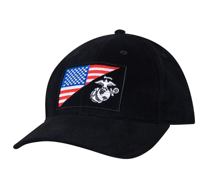 USMC Eagle, Globe and Anchor / US Flag Low Pro Cap - Black