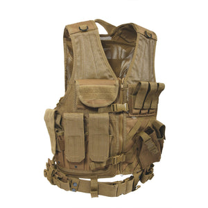 Coyote Brown Cross Draw MOLLE Tactical Vest