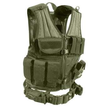 Olive Drab Cross Draw MOLLE Tactical Vest