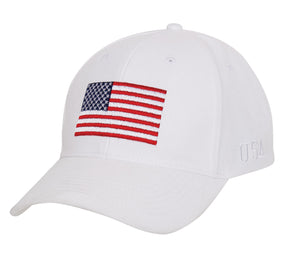 USA Flag Low Profile Cap - White