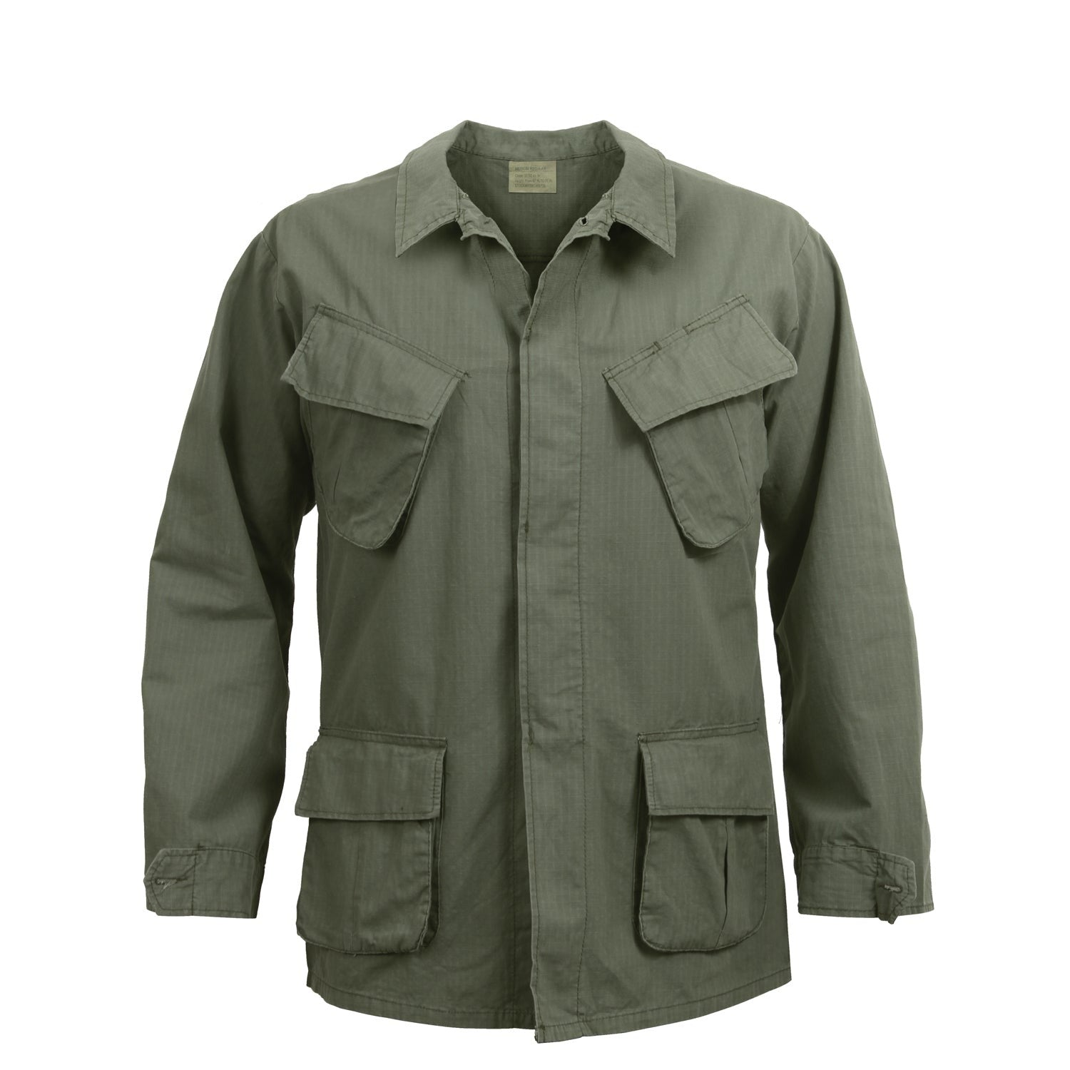 Vietnam War OD Green Slant Pocket Rip-Stop Jungle Fatigue Jacket 