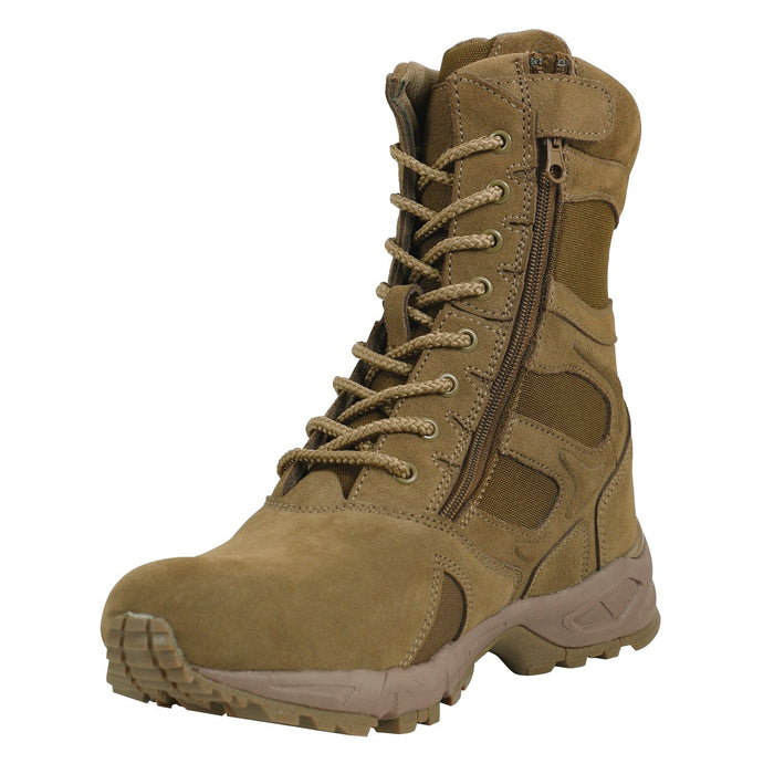 AR 670-1 Coyote Brown Forced Entry 8" Deployment Boots With Side Zipper