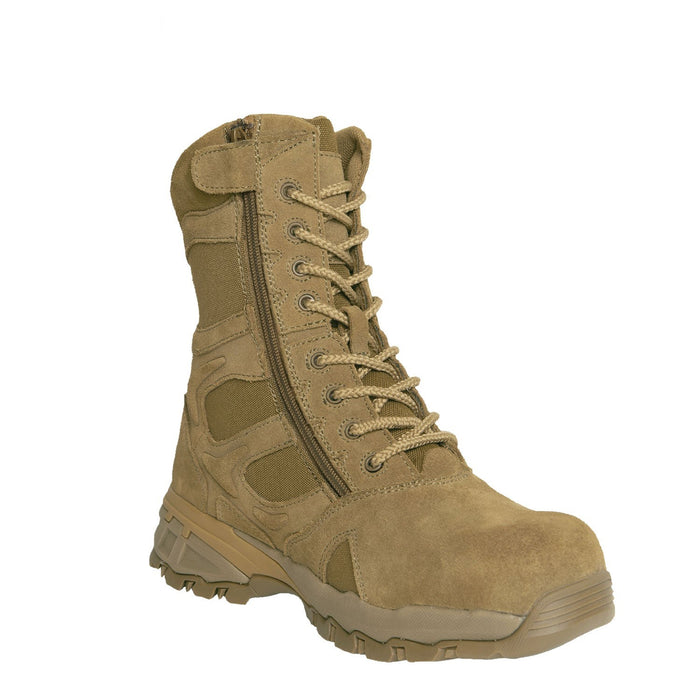 8" Forced Entry Composite Toe AR 670-1 Coyote Brown Side Zip Tactical Boot