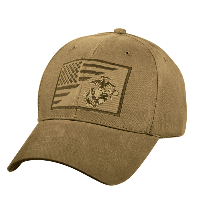USMC Eagle, Globe and Anchor / US Flag Low Pro Cap - Coyote Brown