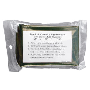 Olive Drab/ Silver Reversable Lightweight Casualty Survival Blanket