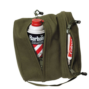 Olive Drab Canvas Dual Compartment Travel Kit