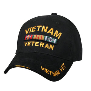 Deluxe Low Profile Vietnam Veteran Insignia Cap - Black