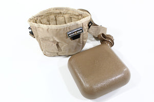 2 QT Water Canteen Bladder and Tan Collapsible Pouch with Strap