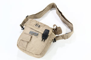 2 QT Water Canteen Bladder and Tan Collapsible Pouch with Strap