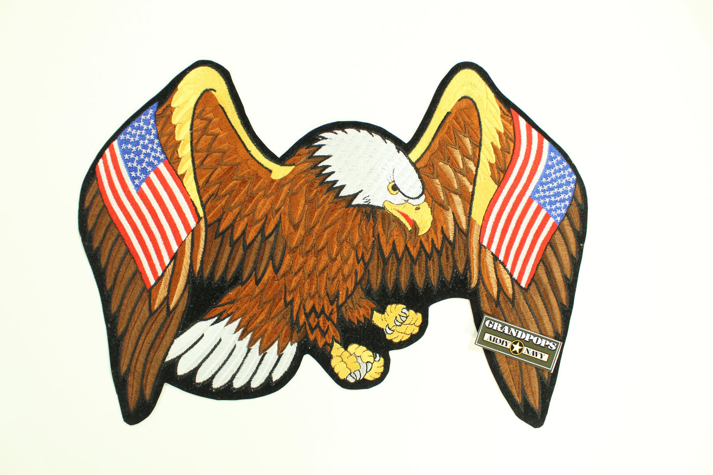 Large Embroidered Flying American Eagle Patriotic Iron on Patch 14x10