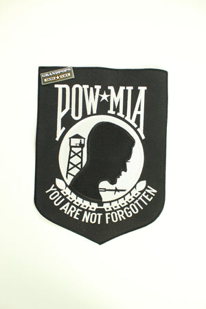 Large Embroidered POW MIA You Are Not Forgotten Patriotic Iron on Patch 8"x12"