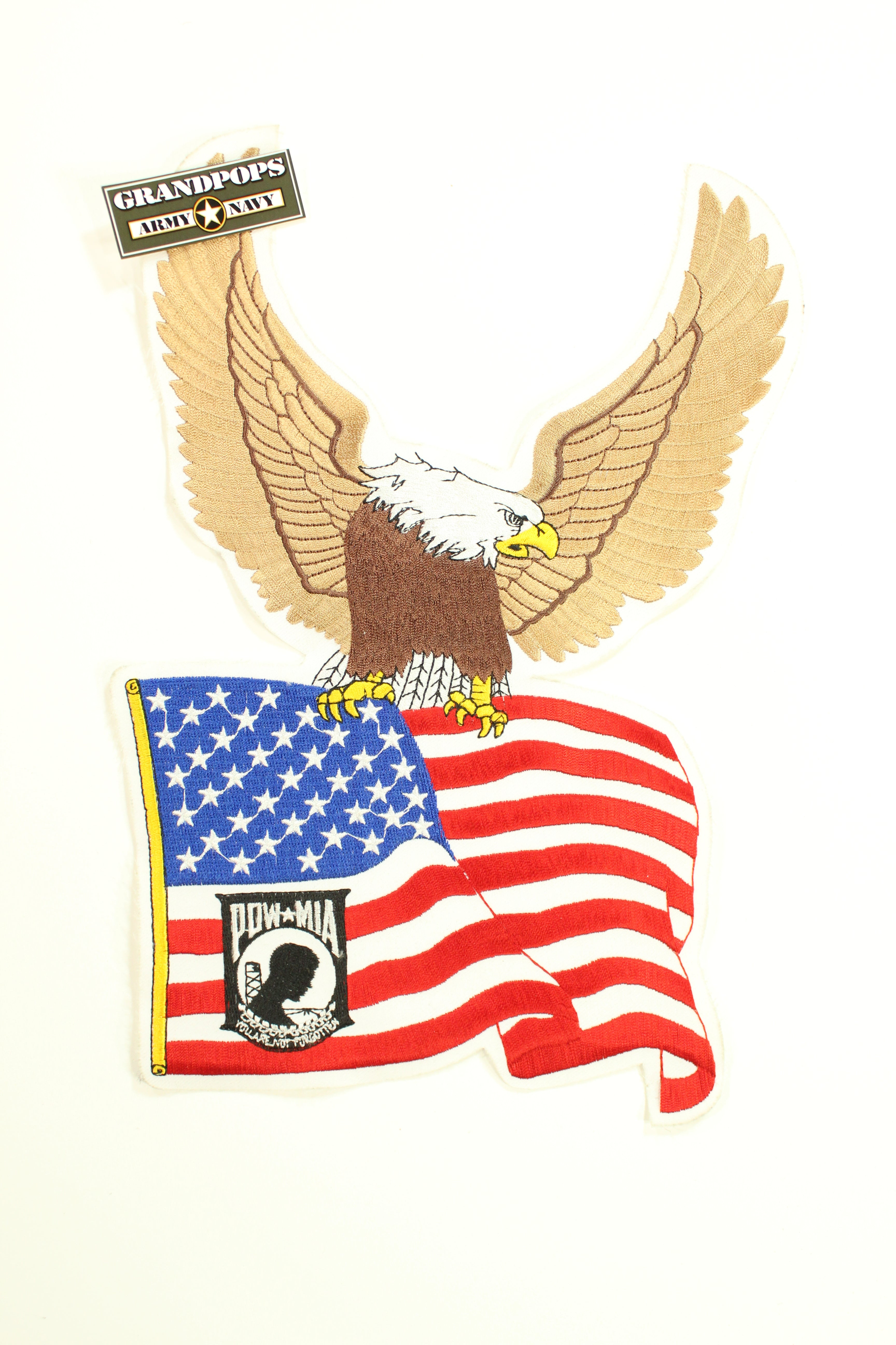 Large Embroidered Flying American Eagle Patriotic Iron on Patch 14x10