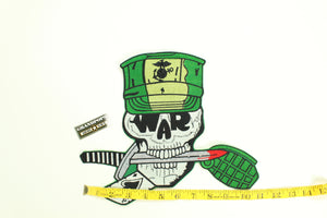 Large Embroidered U.S.M.C. Skull Knife Grenade War Death Spade Iron on Patch 11"x9.5"