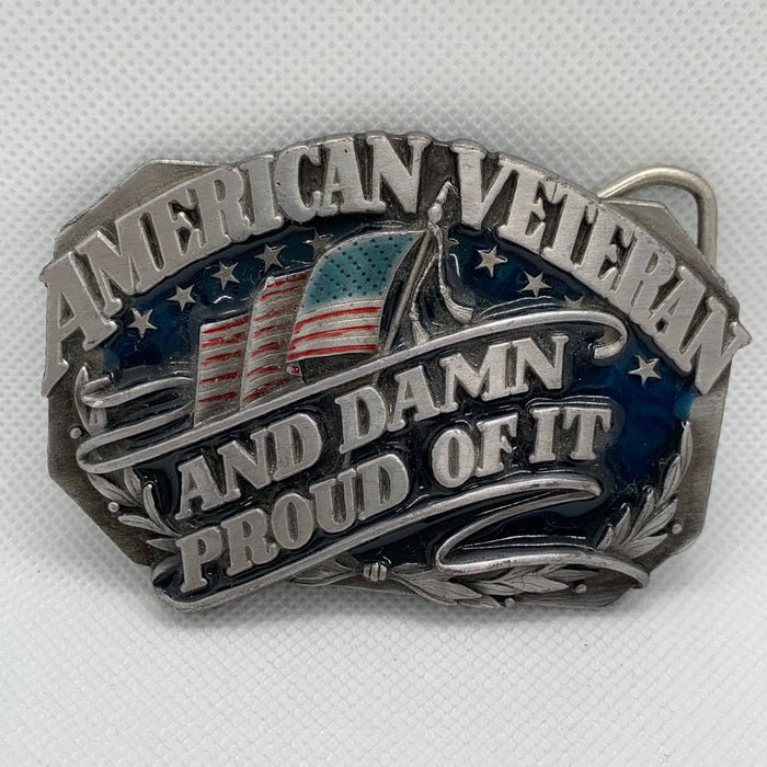 American Veteran And Damn Proud of It Belt Buckle